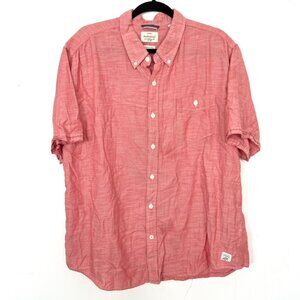 Weatherproof Vintage Short Sleeve Button Down Shirt Country Twill Red XXL